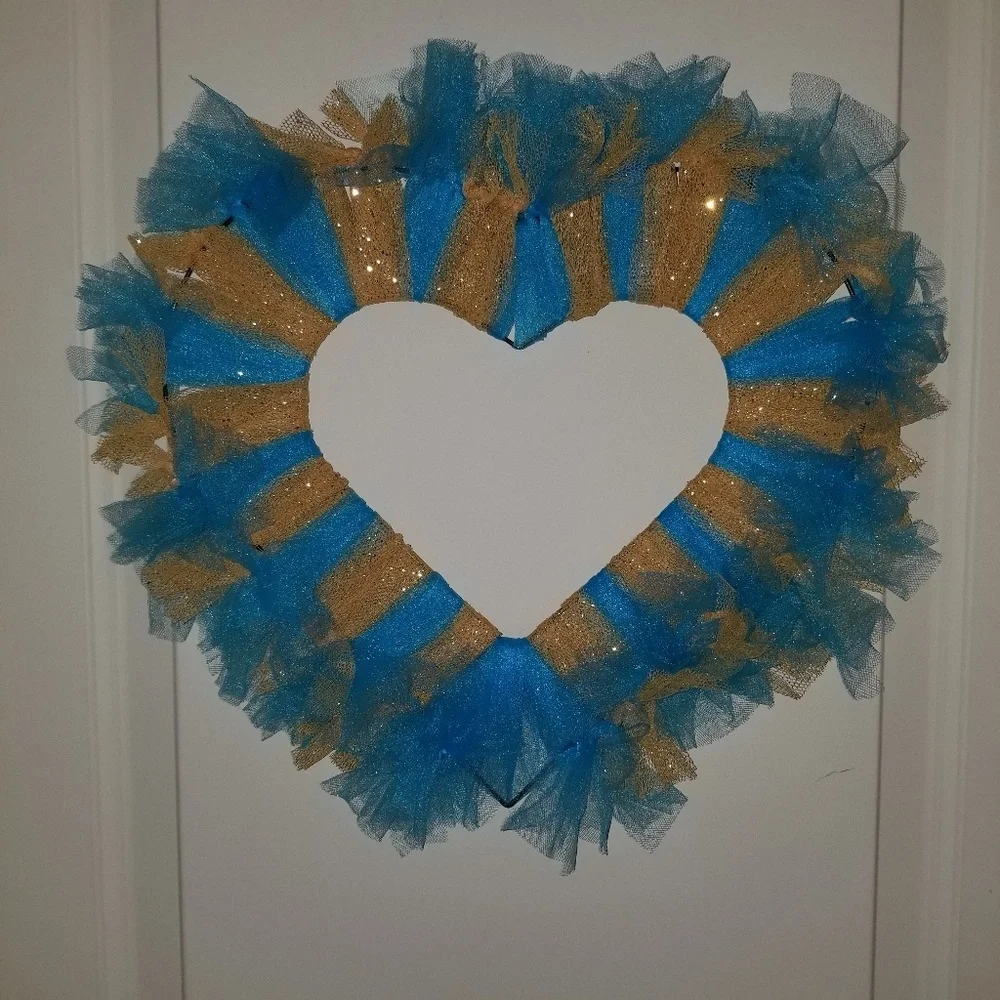 Blue & Gold Heart Wreath